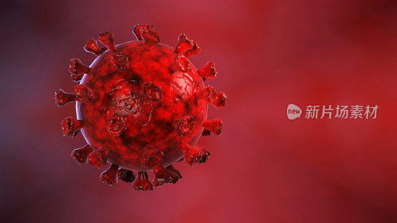 Covid - 19/ SARS /细菌/病毒细胞特写渲染图像。